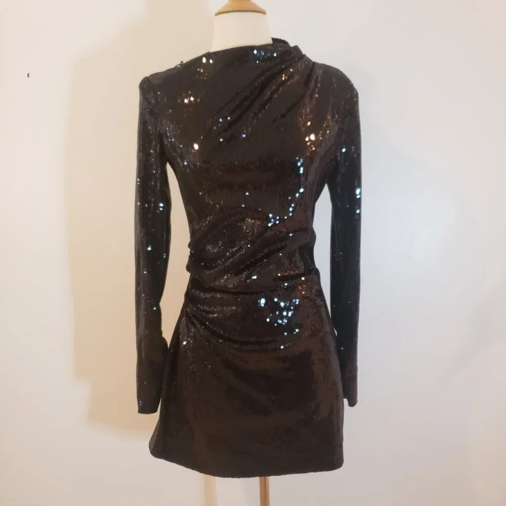 Zara Black Sequin Party Dress - Picture 7 of 16
